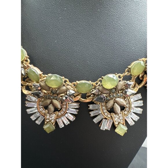 Lane Bryant Gold-Tone Statement Necklace With Green & Clear Gemstones - Picture 2 of 8